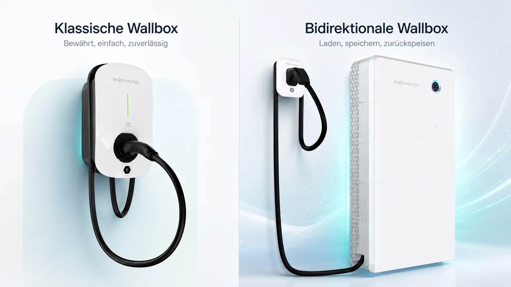 Wallbox an Hauswand mit ladendem Elektroauto